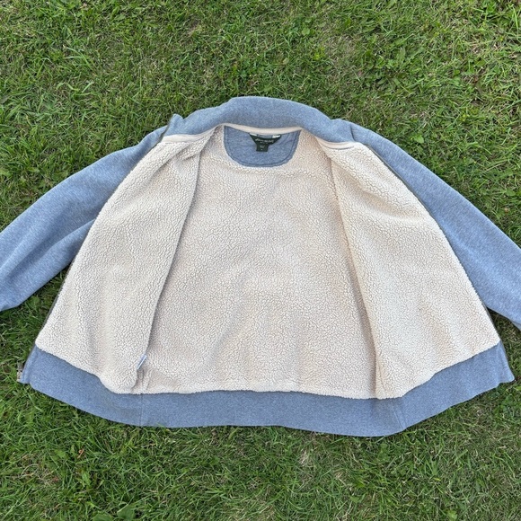 Eddie Bauer Sherpa Lined Gray Full Zip Sweatshirt Jacket Mens XL - Picture 3 of 10